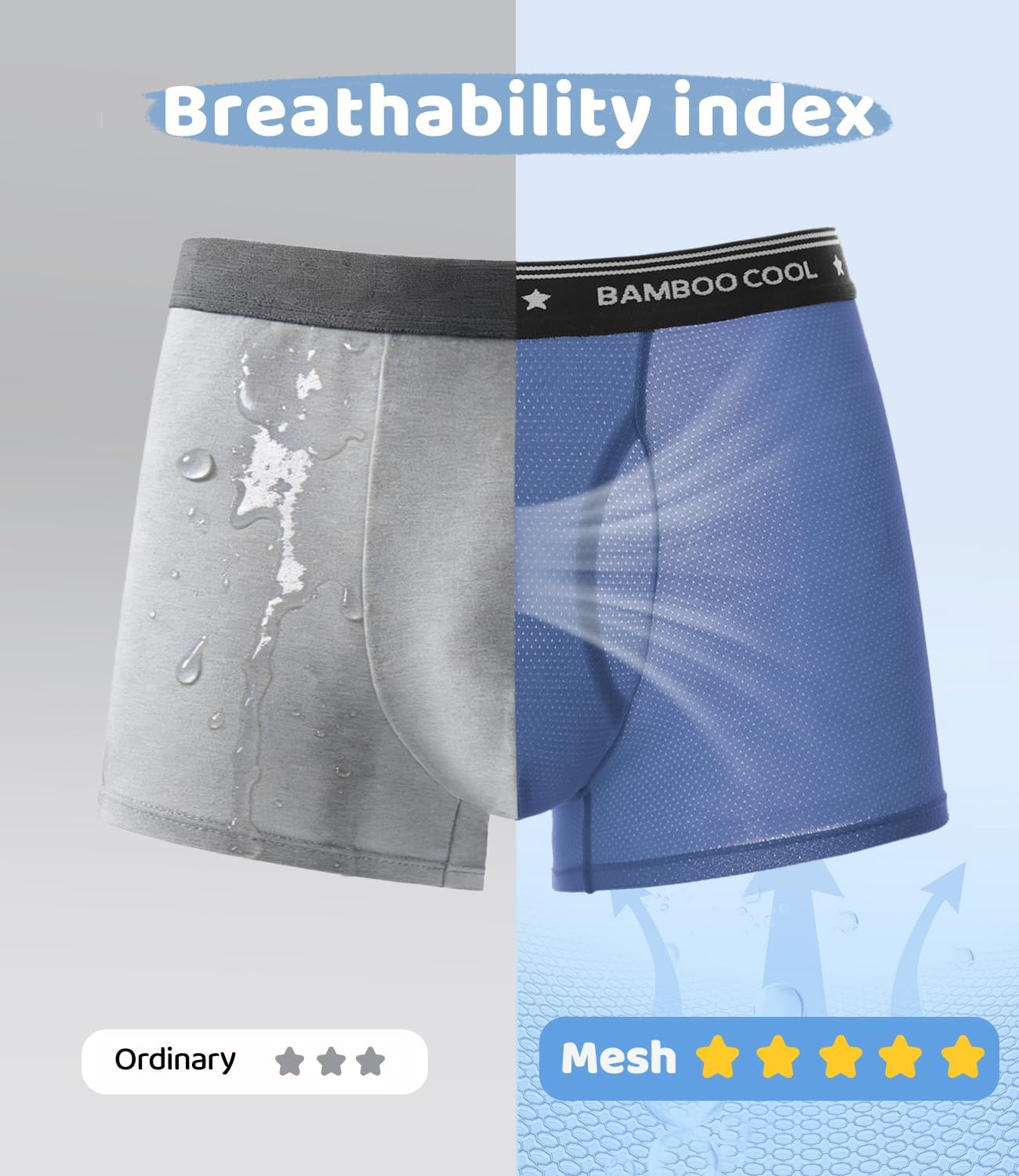 BAMBOO COOL Boys’Moisture Wicking & Breathable Mesh Underwear Soft Tagless Performance No Ride Up Boxer Briefs 6 Pack - Image 3