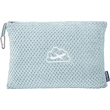 BEDELITE Travel Blanket with Bag, Ultra-Soft Jacquard Fleece Blanket with Luggage Sleeve & Backpack Clip, Airplane Blanket Travel Essentials, Blue