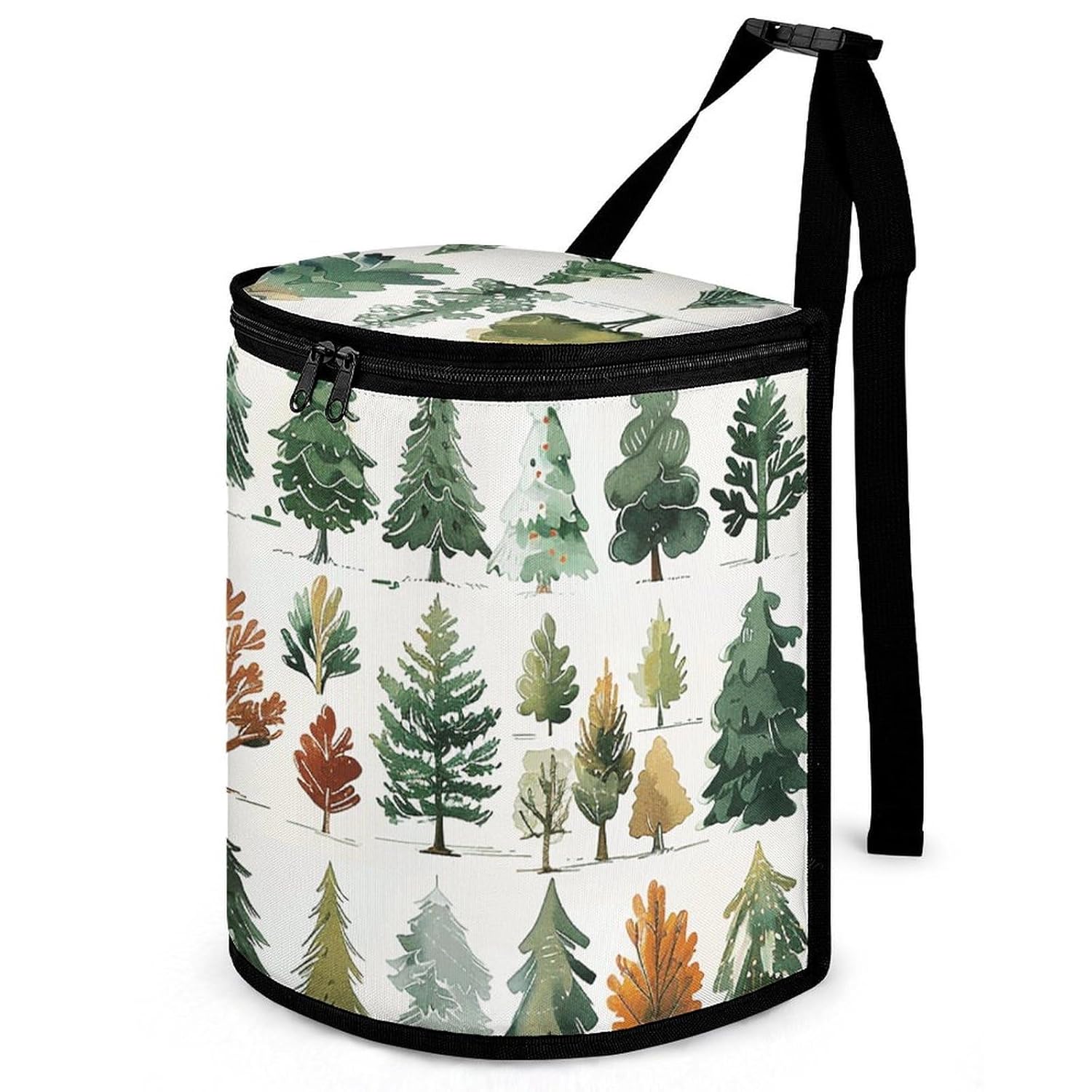 MUSM Leakproof Car Trash Can 2.5 Gallon, Durable Automotive Garbage Bag with Waterproof Liner, Maroon and Light Green Trash Bag for Car, Truck, RV & Bathroom