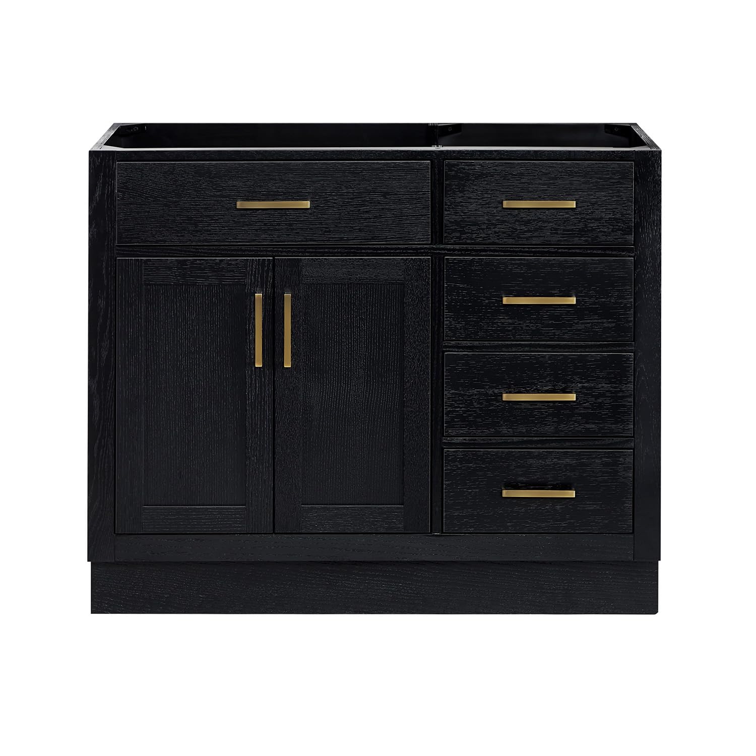 ARIEL Hepburn 42 Inch Single Sink Base Cabinet in Black Oak