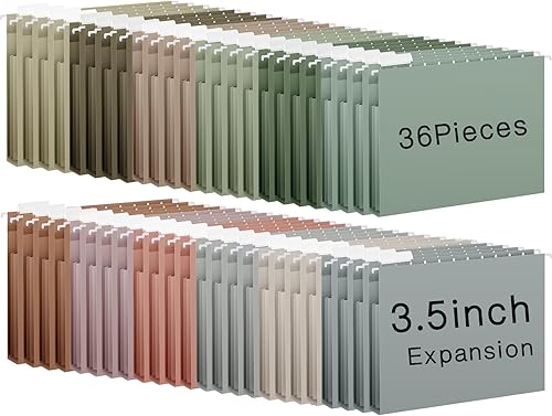 Yaomiao 36 carpetas colgantes expansibles de capacidad extra de colores, tamaño carta, 3.5 pulgadas, carpeta colgante de expansión con etiqueta