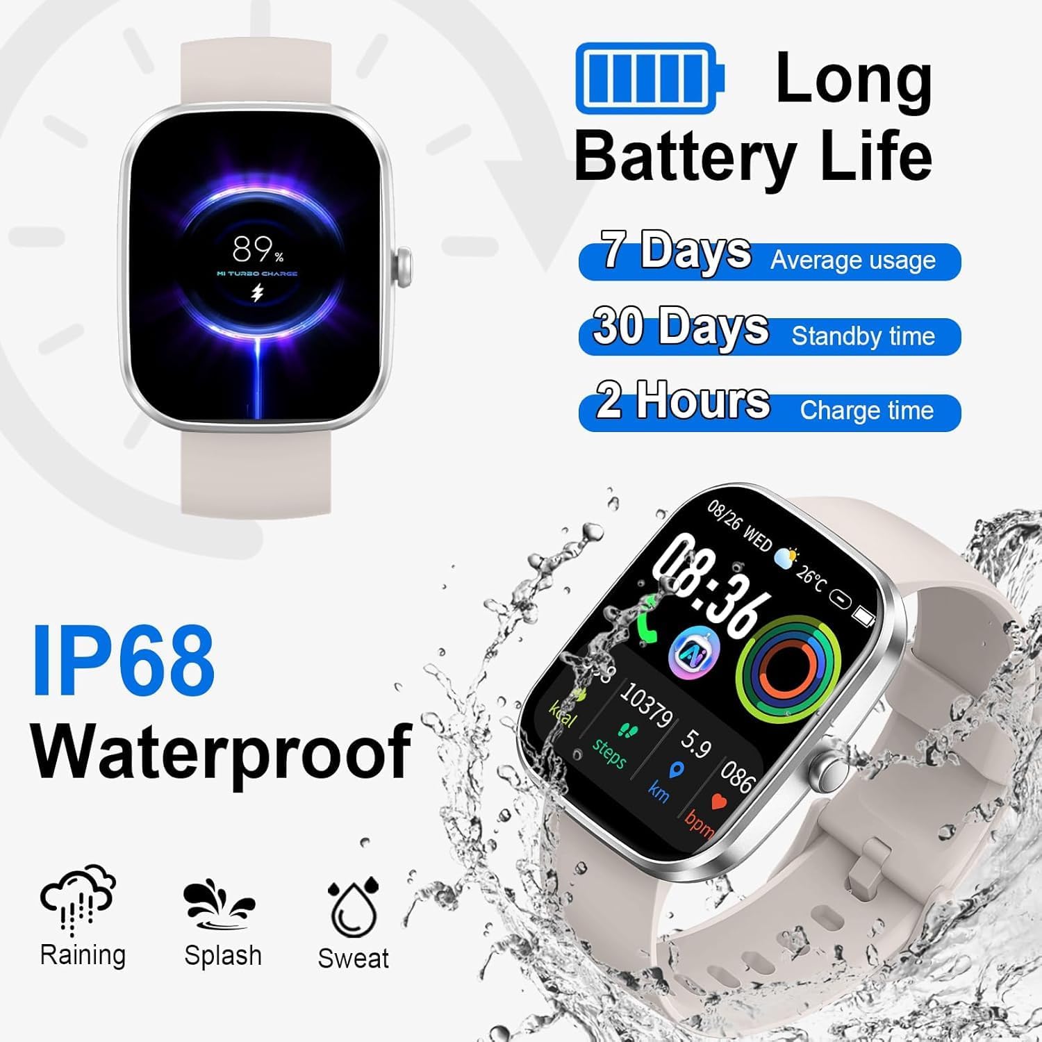 AI Smart Watch with ChatGPT, 1.91" Bluetooth Calling Smartwatch for Men Women, 110+ Fitness Modes Activity Tracker, Sleep/Heart Rate/Calorie Monitor, IP68 Waterproof Step Counter for Android iOS - Image 7