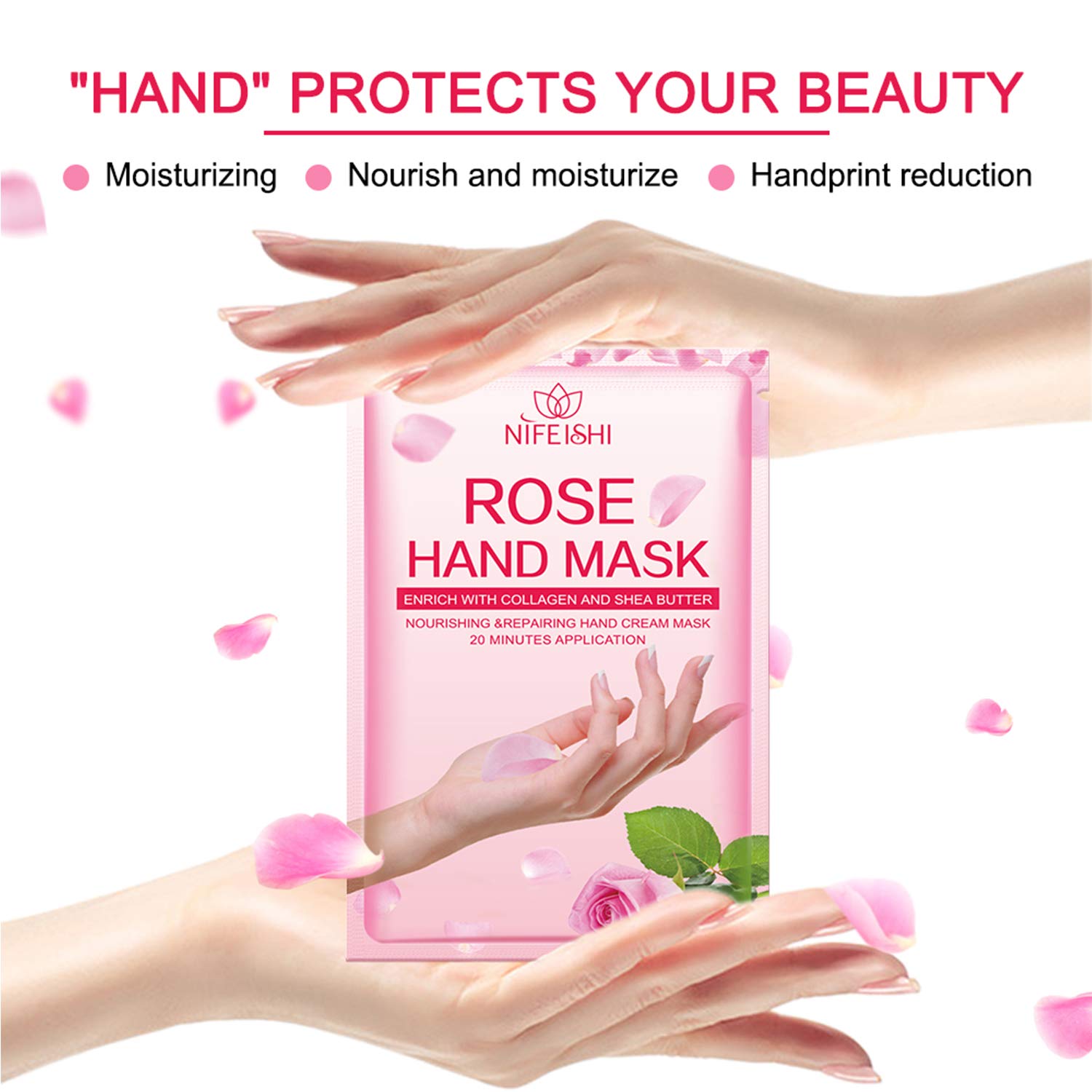 Hand Peel Mask, (5 Pack) Rose Moisturizing Gloves, Moisturizing Natural Therapy Gloves, Exfoliating Hand Peeling Mask for Dry Hands, Baby Soft Smooth Touch Hands, Repair Rough Skin for Men Women