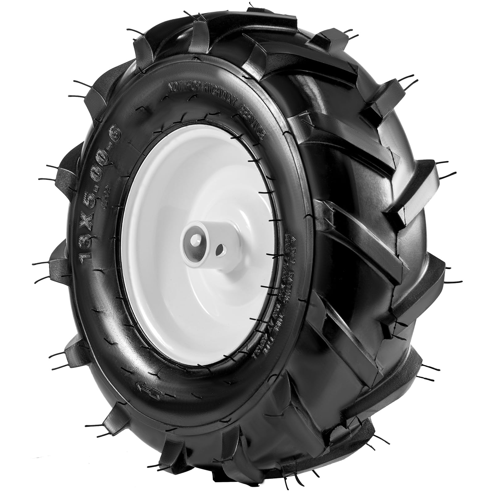 Pneu et roue de cultivateur 13x5.00-6" 2 Emballage à moyeu de 1 pouce et longueur de moyeu centré de 3-1/8 pouces, pneu de remplacement agricole à super crampons pour tracteur et trancheuse