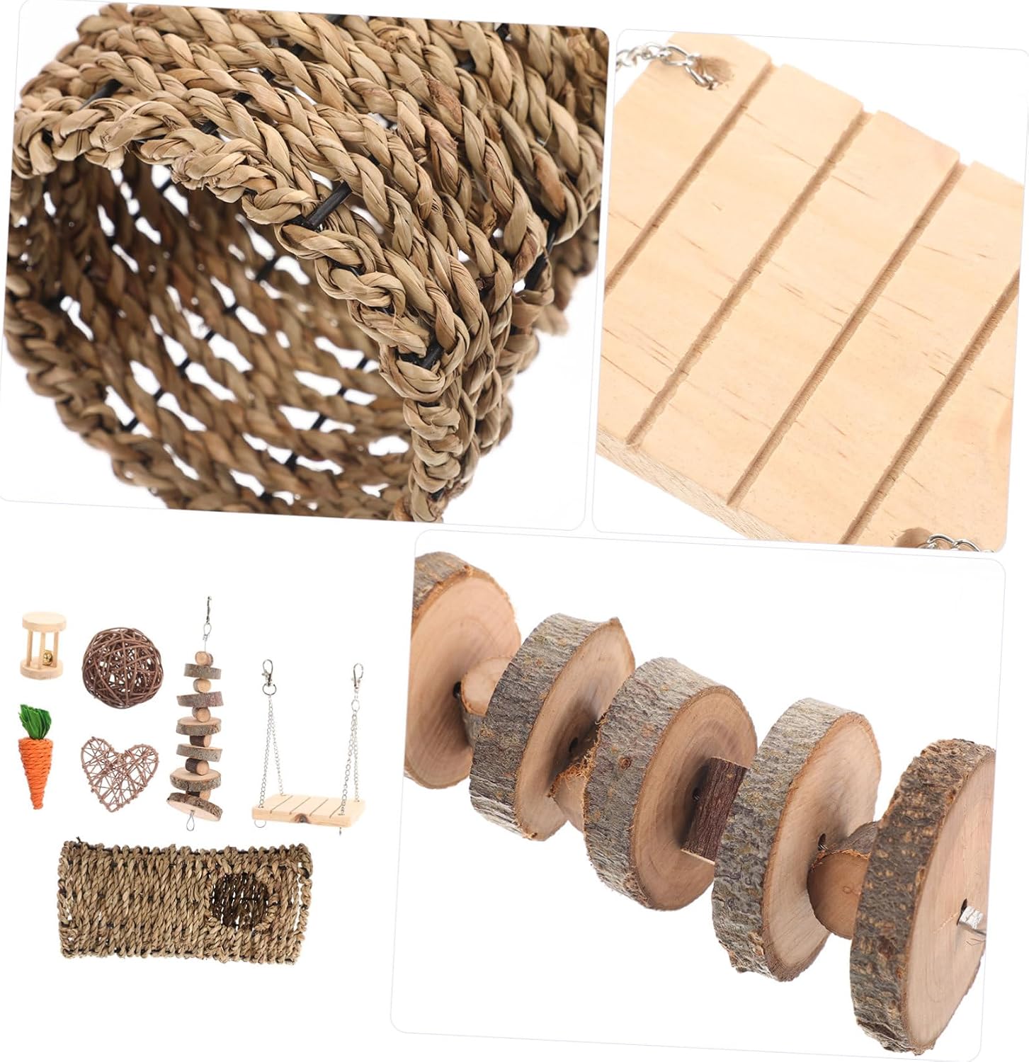 1set Hamster Chew Toys for and Guinea Pigs Natural Biting Playthings for Teething and Fun for Animals Oral Health and Exercise