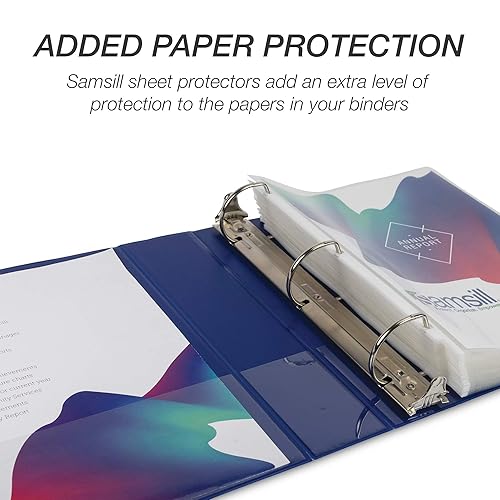 Vista 12 de Samsill Carpeta duradera de 1.5 pulgadas, fabricada en los Estados Unidos, carpeta de anillos en D, carpeta transparente personalizable, color Negro