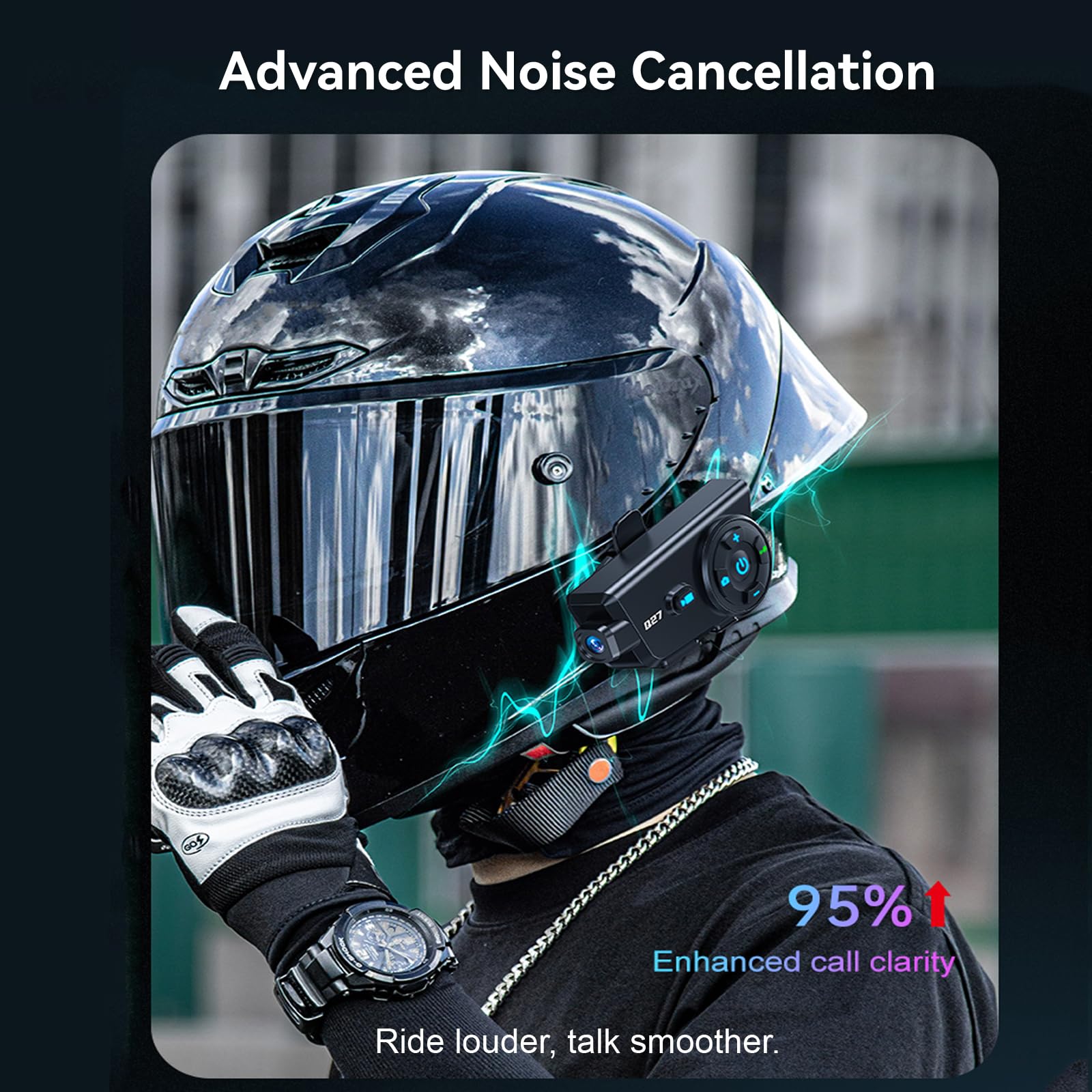 Intercomunicador Bluetooth para casco de motocicleta con cámara de salpicadero, grabación de video HD 720P, cámara de casco de motocicleta, intercomunicador manos libres, IP56 impermeable, tiempo de