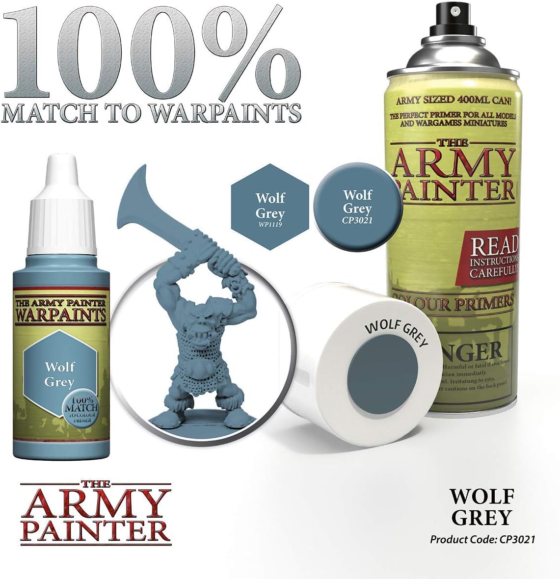 The Army Painter Colour Primer, Wolf Grey, 400ml, 13.5oz - Acrylic Spray Undercoat for Miniature Painting - Image 5