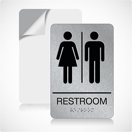 ADA Braille Unisex Restroom Signs 9" X 6"