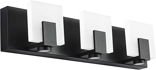 Miniatura 16 de SOLFART Lámparas de baño regulables cromo brillante LED vanidad luces para espejo 2 luces de acero inoxidable acrílico sombra chapado