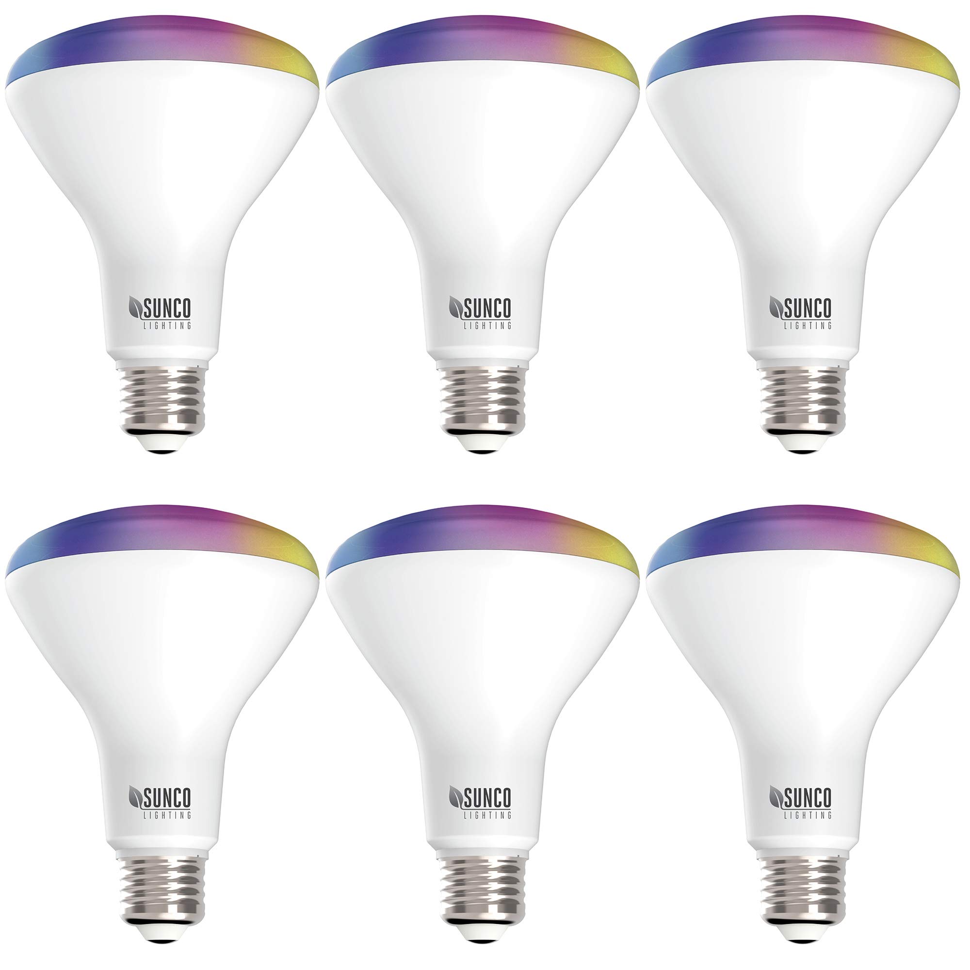Sunco Lighting BR30 Alexa Smart Flood Light Bulbs Color Changing LED Recessed WiFi Bulb, 8W, RGBCW, Dimmable, 650 LM, Compatible with Alexa & Google Assistant, E26 Base, No Hub Required 6 Pack