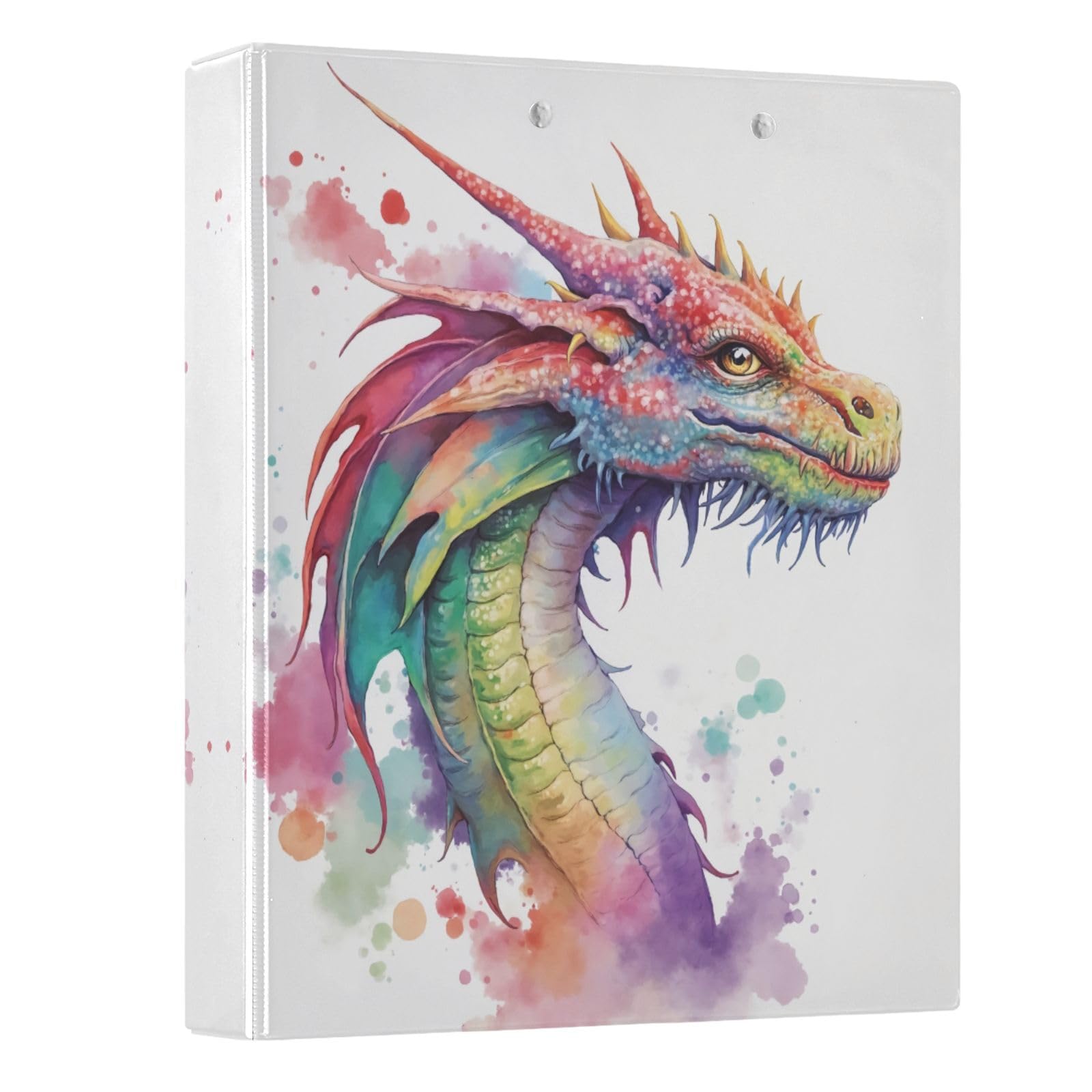 3 Ring Binder Watercolor Dragon 1.5" Round Ring Binders View Binder with 200 Sheet for Kids School Supplies Women Men Office, 1 Pack