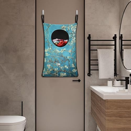Miniatura 4 de Zanxiantu Van Gogh Sakura - Cesta colgante para ropa sucia con diseño de flor de cerezo para colgar sobre la puerta, cesta de almacenamiento de ropa