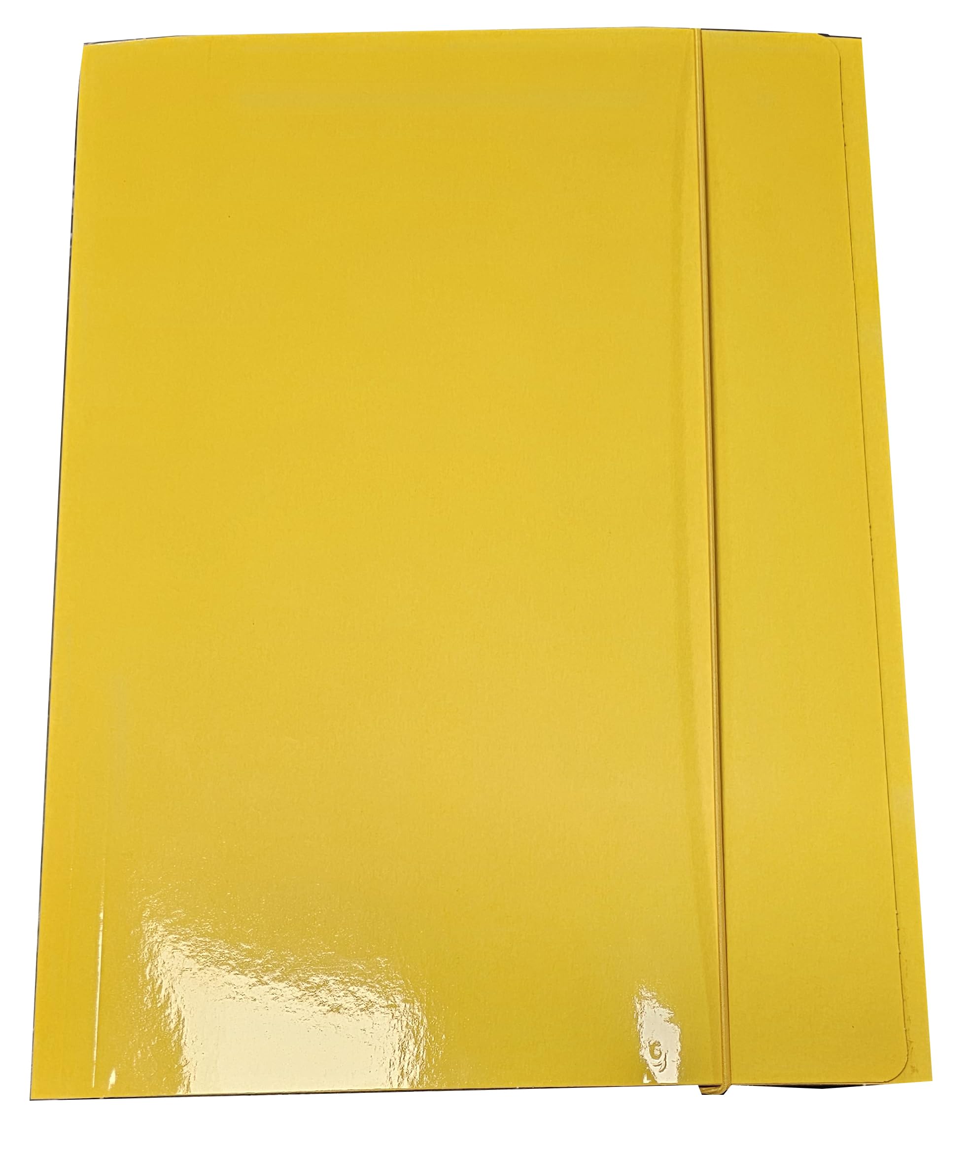 Cartelle in Cartoncino con Lembi e con chiusura Elastico num10 Pezzi - Colore GIALLO - cartoncino lucido - Dimensioni 25 x 35 cm