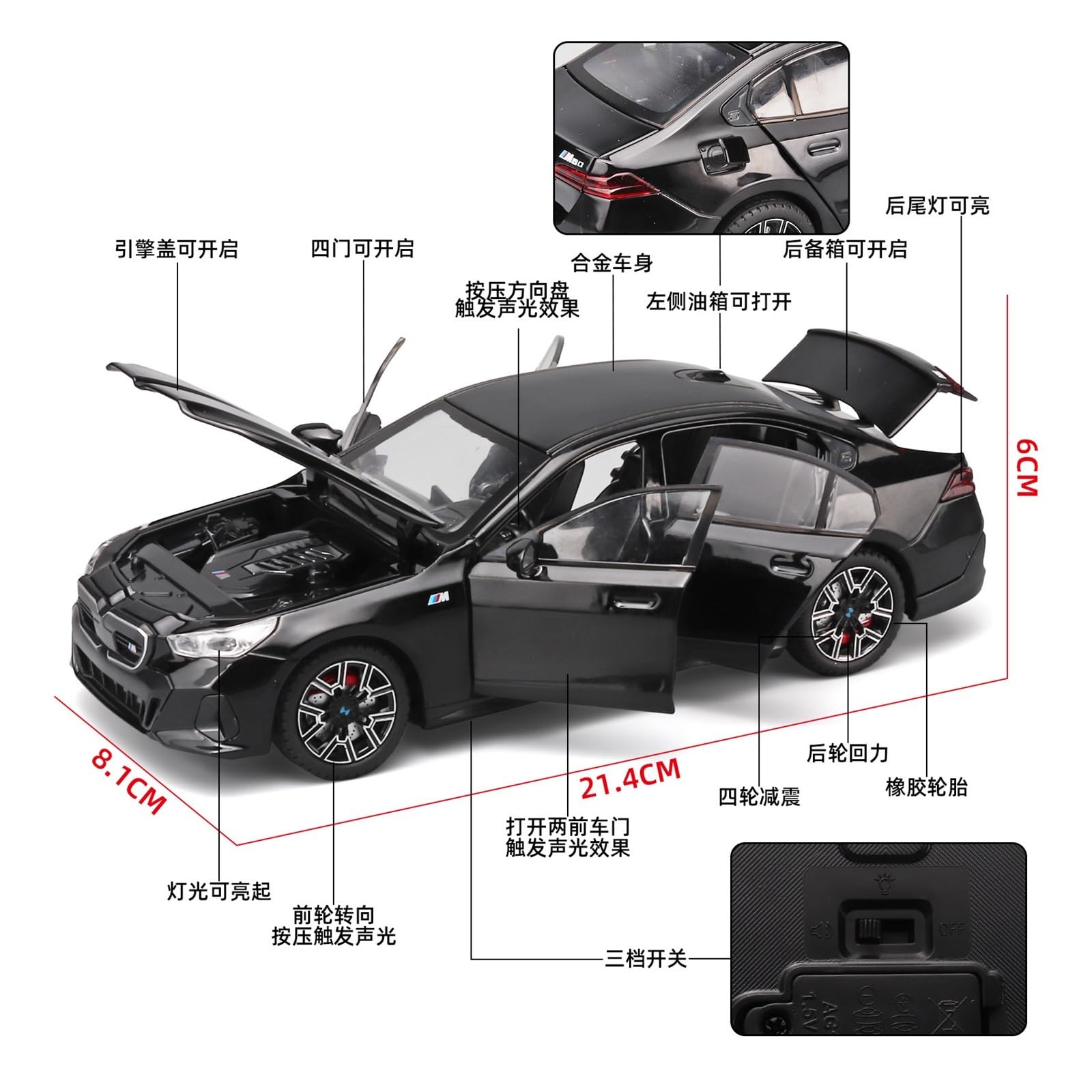 Metallo Scala Replica 1 24 Per BMW Nuova Serie 5 I5M60 Imitazione Reale Lega Modello Di Auto Mini Giocattoli Decorazione Desktop Hobby Veicoli Giochi Set(Blu)