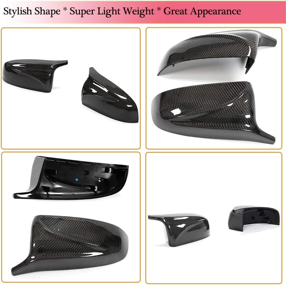 Mirror Cover fits for BMW X5 E70 X6 E71 Sport Utility 2008-2013 Replacement Carbon Fiber CF Side Rearview Mirror Caps Car Exterior Outside Shell RHD (Carbon Fiber)