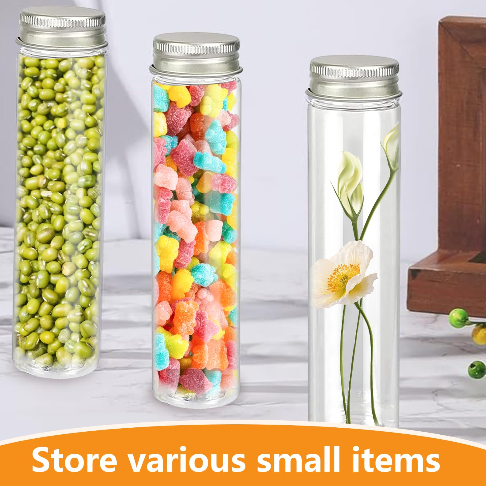 12 Tubes à Essai Plastique 110ml Avec Bouchons - Bouteilles Sensorielles Transparentes Pour Fêtes Et Stockage