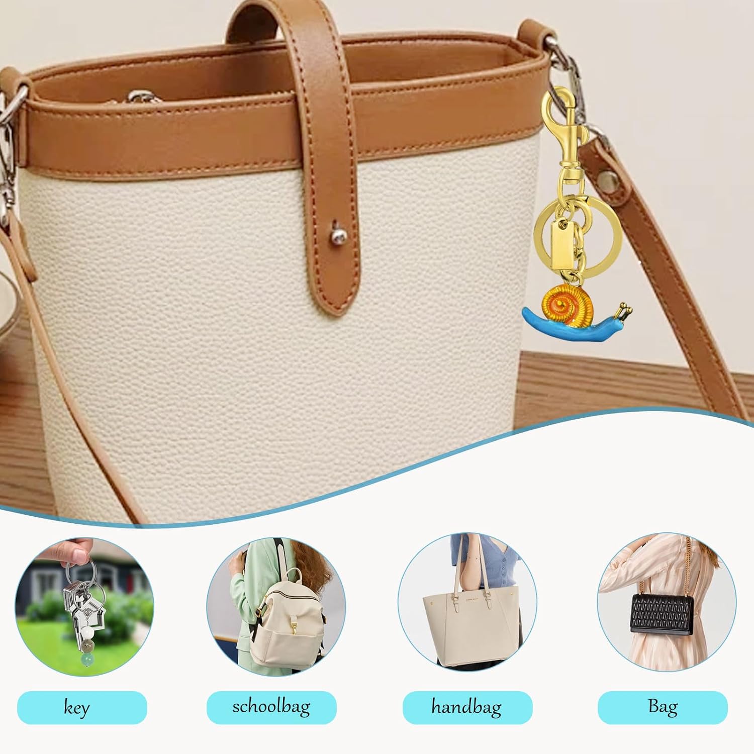 Metal Snail Keychain Bag Charms Car Charms For Handbags For Tote Bags Keychains For Women - Image 3