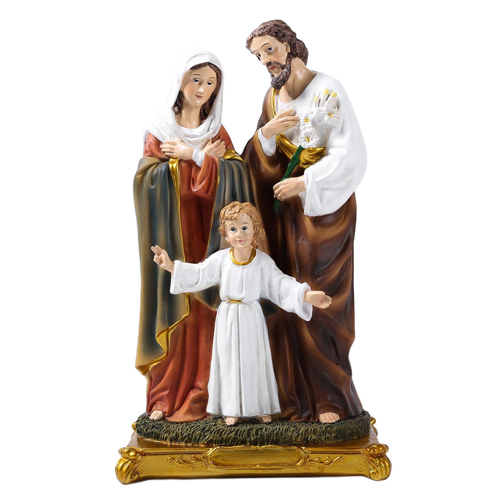Sm Sunnimix Multicolor Resin Catholic Statue, The Holy Family Saint Joseph Virgin Mary Sculpture, Religious Home Tabletop Decor
