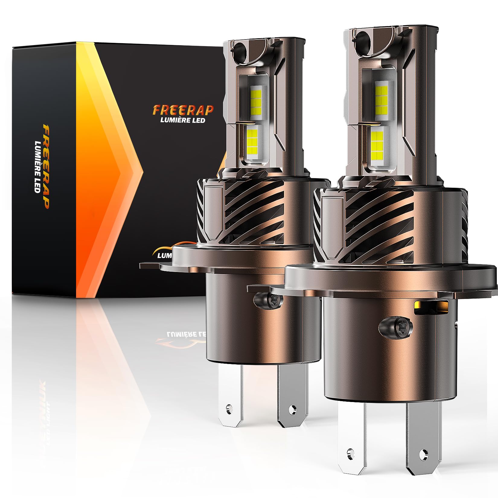 Ampoule LED H4 36000LM 6500K 600% Plus Lumineuse | 120W H4 LED Avec Ventilateur, Durée De Vie 70000 Heures, Taille 1:1, IP68 Imperméable, Plug and Play, Paquet De 2