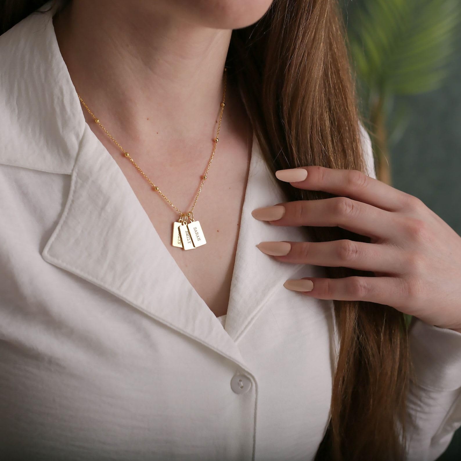Personalizado nombre barra collar nombre placa collar grabado letra abuela joya familiar Día de la Madre