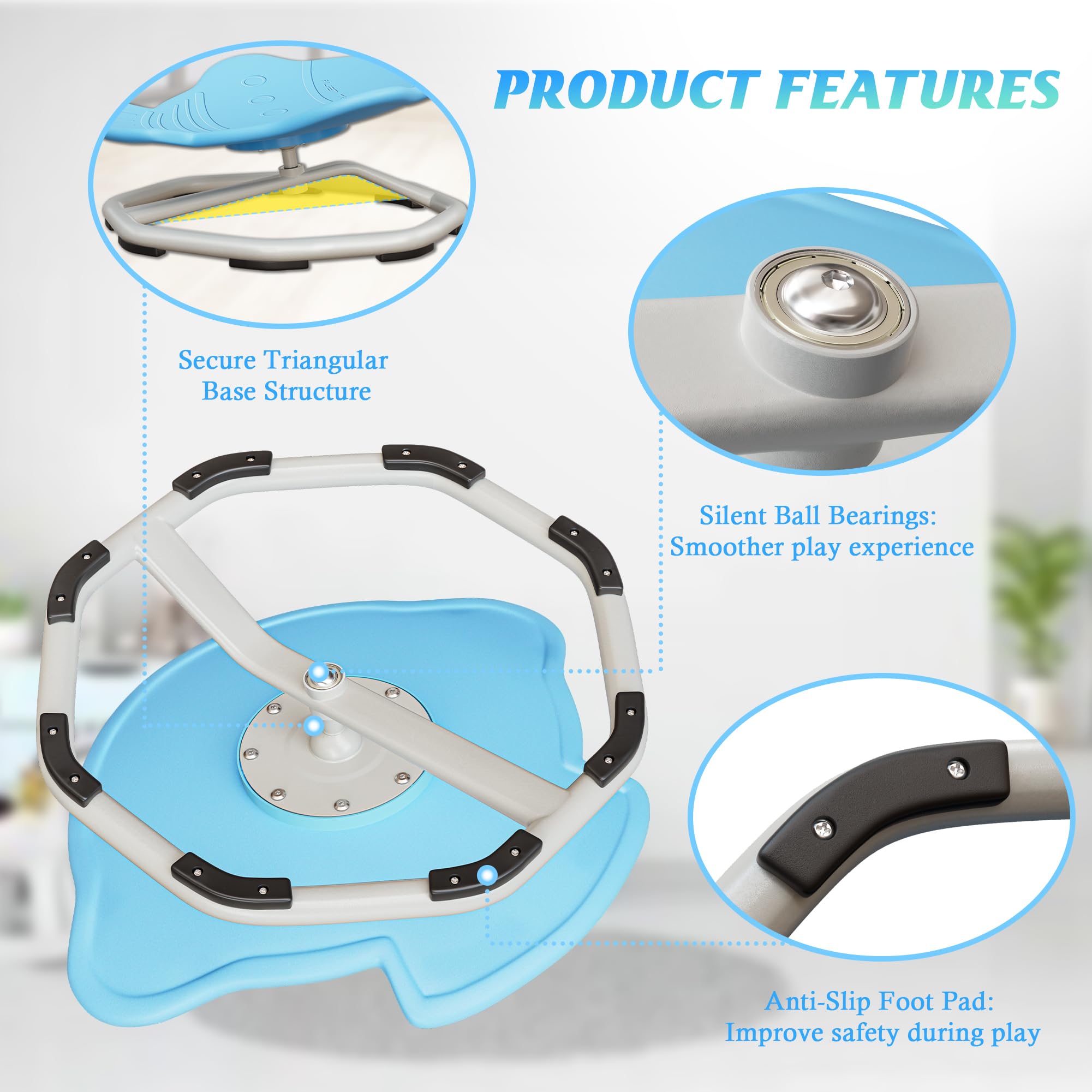 Sedia Girevole Sensoriale per Bambini, Sensory Spinning Chair, Rotante a 360°, Girevole Giochi Sensoriali Autismo, Coordinazione Fisica ed Equilibrio