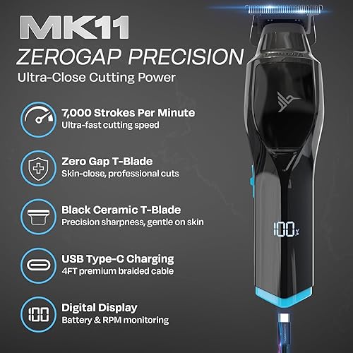 Miniatura 4 de HUMMINGBIRD Pro Series - Juego de cortapelos y recortadora de cabello, motor sin escobillas de 9,000 RPM, cuchilla DLC, recortadora de hoja en T sin