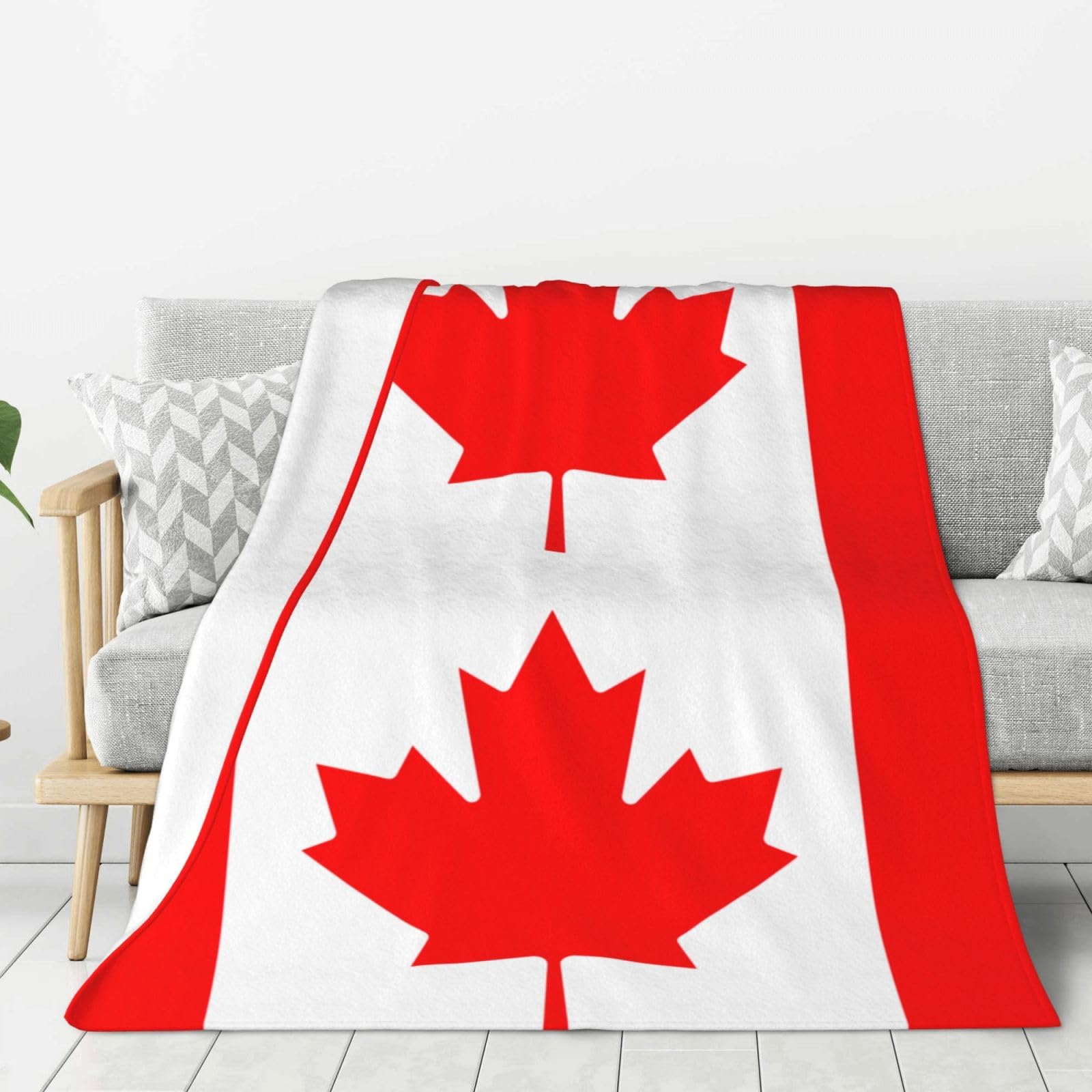 Couverture drapeau canadien en flanelle chaude et plaid canapé doux