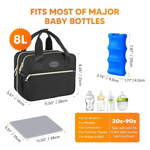 Miniatura 2 de PIIOSER Bolsa enfriadora de leche materna con bolsa de hielo, compatible con extractores de leche portátiles y accesorios, estuche de transporte