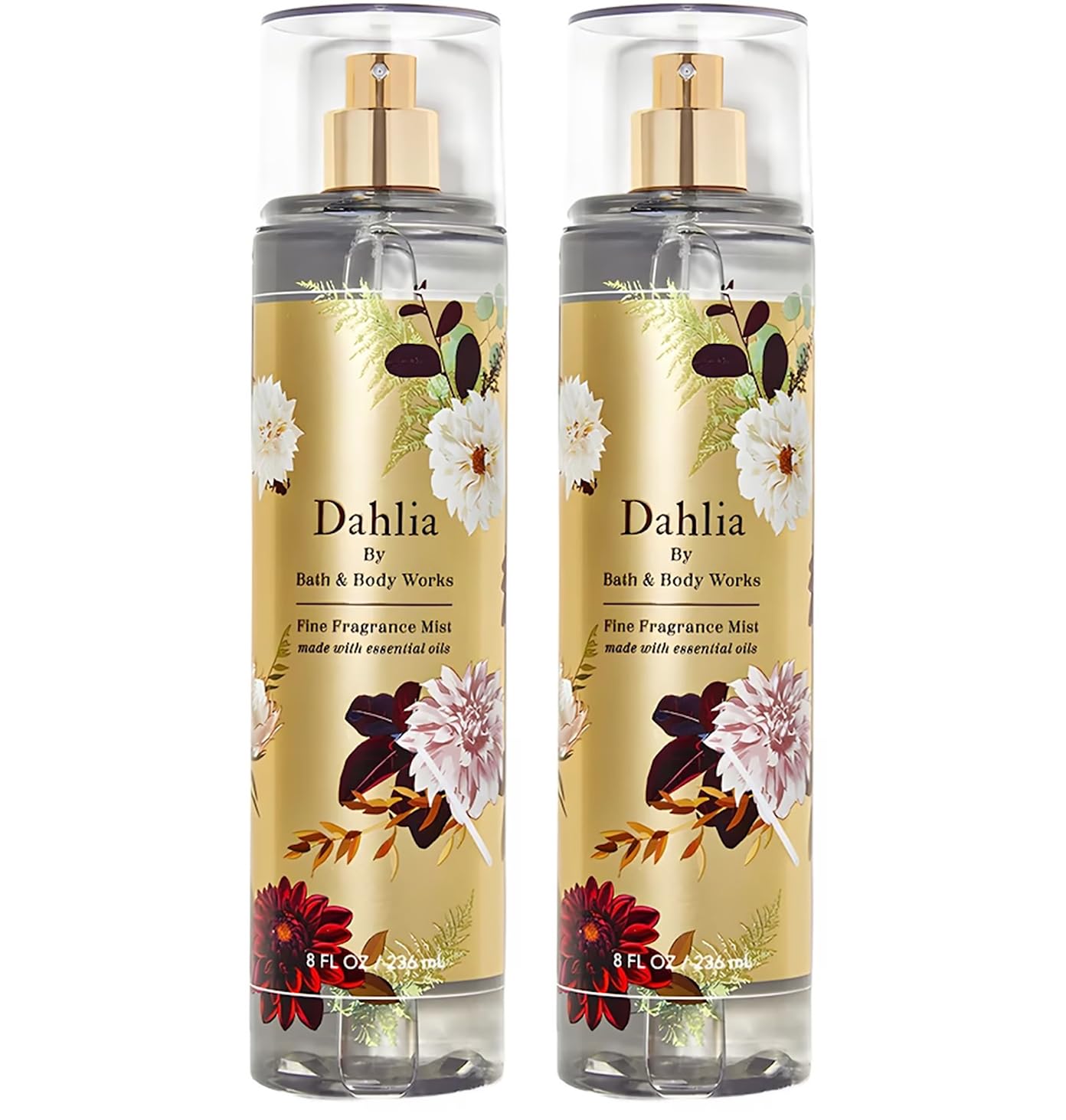 Bath & Body Works Dahlia Fine Fragrance Body Mist Gift Set 8 oz Pack Lot of 2 (Dahlia)
