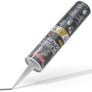 XFasten Silicone Sealant Waterproof Black Cartridge, 10.1 oz (Single Pack) Black Caulking Silicone Adhesive Sealant Cartridge for RV, General Use, Window, Door, Glass, Automotive Leak Sealing