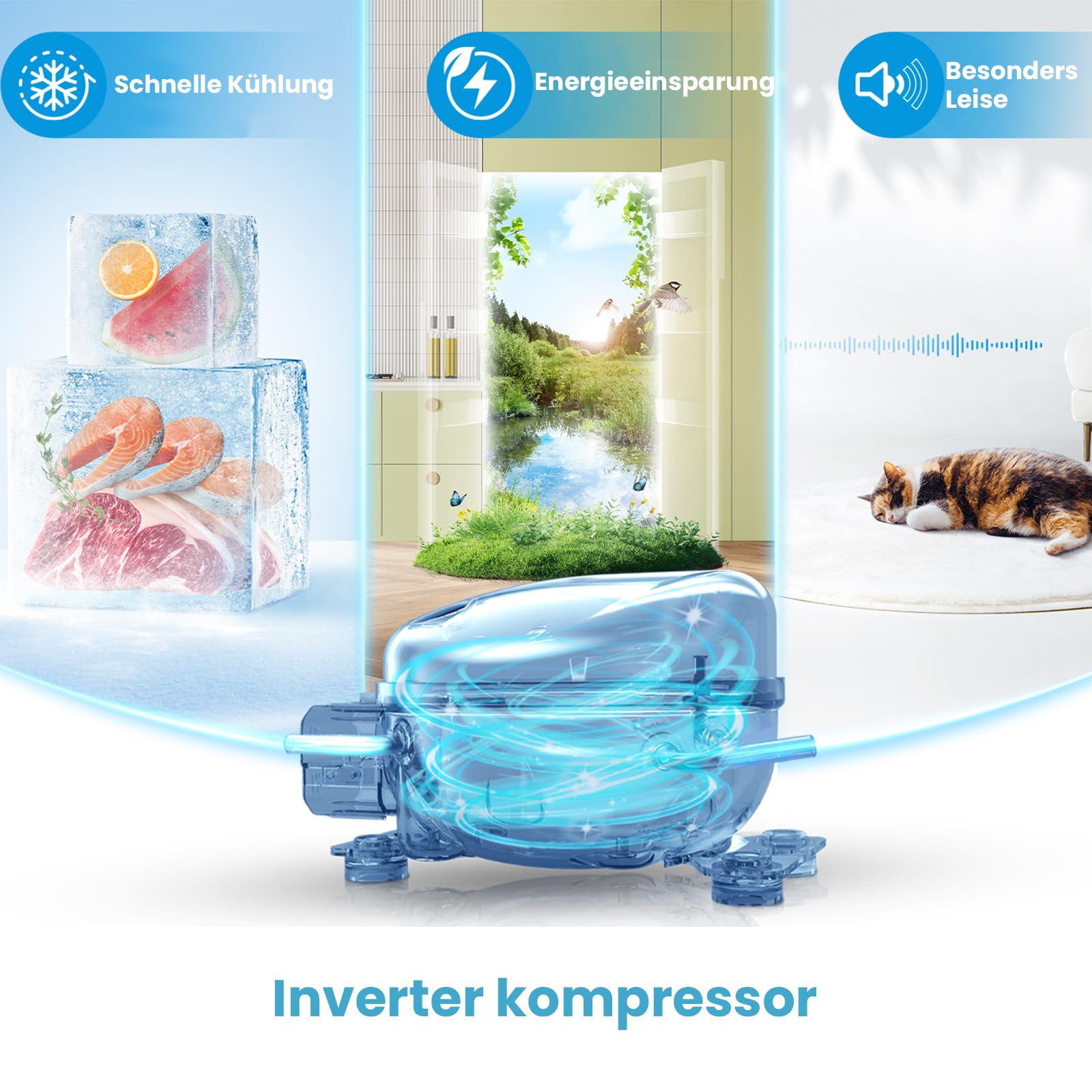 Comfee RCD113WH3EU(E) Fridge Freezer 113 L Small Fridge with 16 L Freezer Compartment Inverter Compressor White Energy Class D