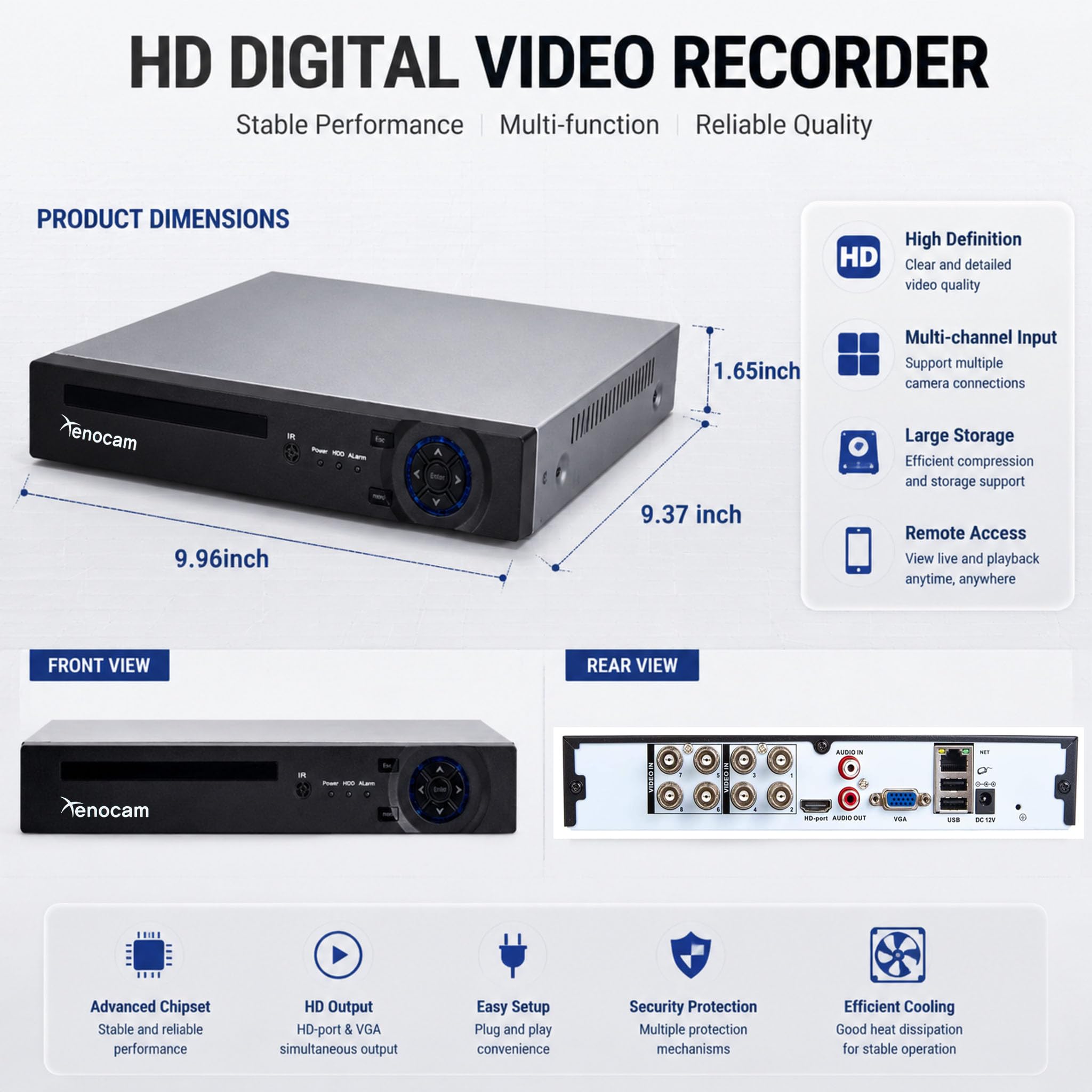 8CH 1080N Hybrid 5-in-1 AHD DVR (1080P NVR + 1080N AHD + 960H Analog + TV + CVI) Standalone DVR CCTV Überwachungssystem Video Recorder Bewegungserkennung HDD & Kameras nicht im Lieferumfang