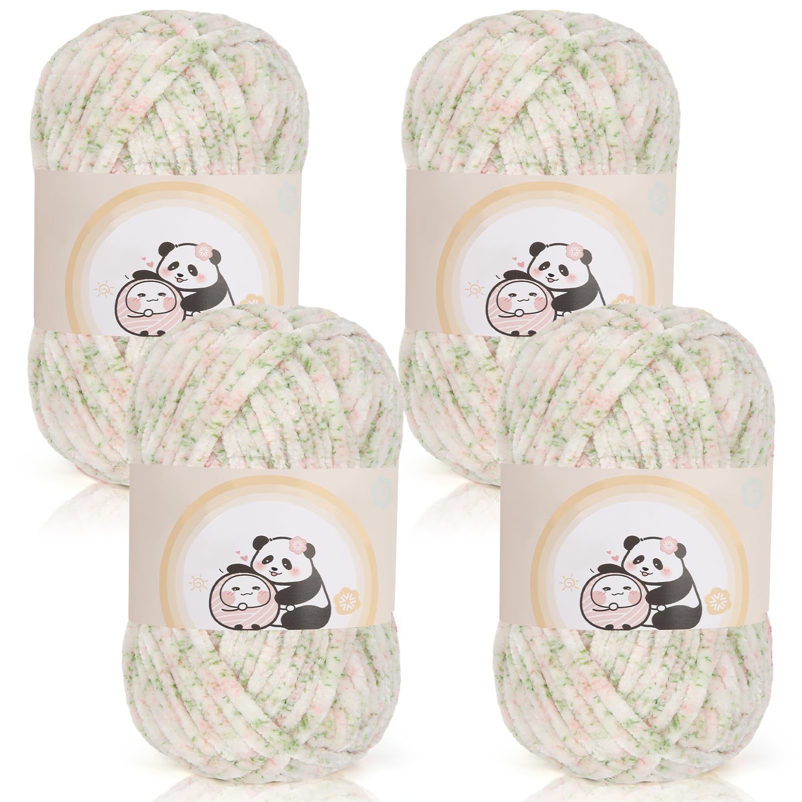 Aeelike 400g Warme Chenille Wolle zum Stricken, Flauschige Dicke Garn zum Handstricken, Samt Velvet Babywolle zum Häkeln, Weich Plüschwolle für Amigurumis Babydecke, Rose Garden