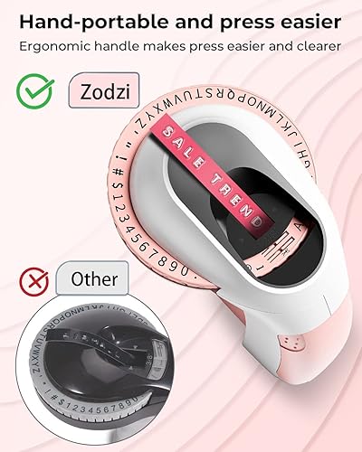 Miniatura 4 de Zodzi Fabricante de etiquetas en relieve con 5 cintas negras 1 rosa 2 azul 2 verde 1 amarillo 1 cintas rojas