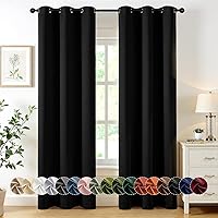 MIULEE Black Blackout Curtains 84" Long 2 Panels - Thermal Insulated Light Blocking Noise Reducing Grommet Drapes Bedroom Living Room