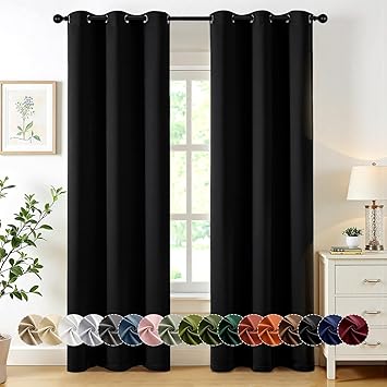 33% off: MIULEE Black Blackout Curtains for Bedroom Living Room 84 Inches Long 2 Panels, Thermal Insulated …