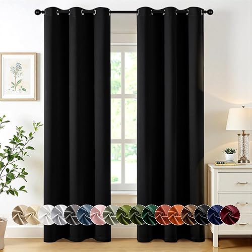 MIULEE Black Blackout Curtains for Bedroom Living Room 84 Inches