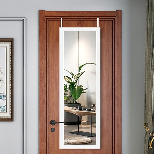 Miniatura 2 de MIRUO - Espejo de pared para colgar sobre la puerta, marco de poliestireno para baño, dormitorio, sala de estar, dormitorio y más (blanco, 51 x 16
