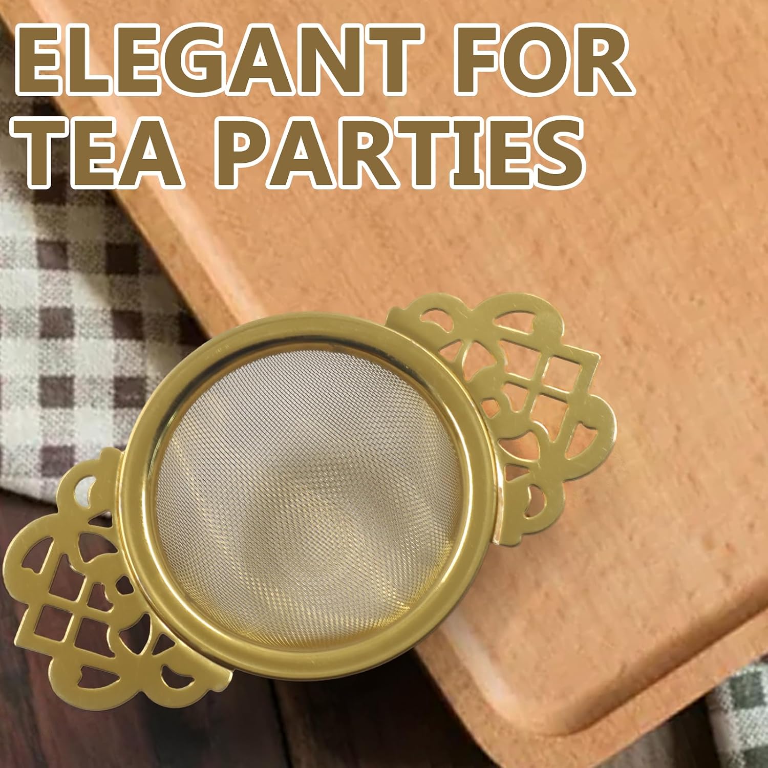 2 Pack Fine Mesh Tea Strainers, Gold Loose Leaf Tea Filter