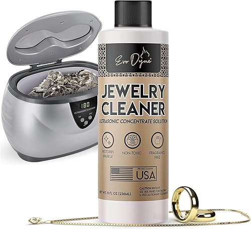 Miniatura 8 de Solución ultrasónica de limpieza de joyas (8 onzas) Limpiador concentrado de joyas para diamantes, oro, plata y más Compatible con máquinas