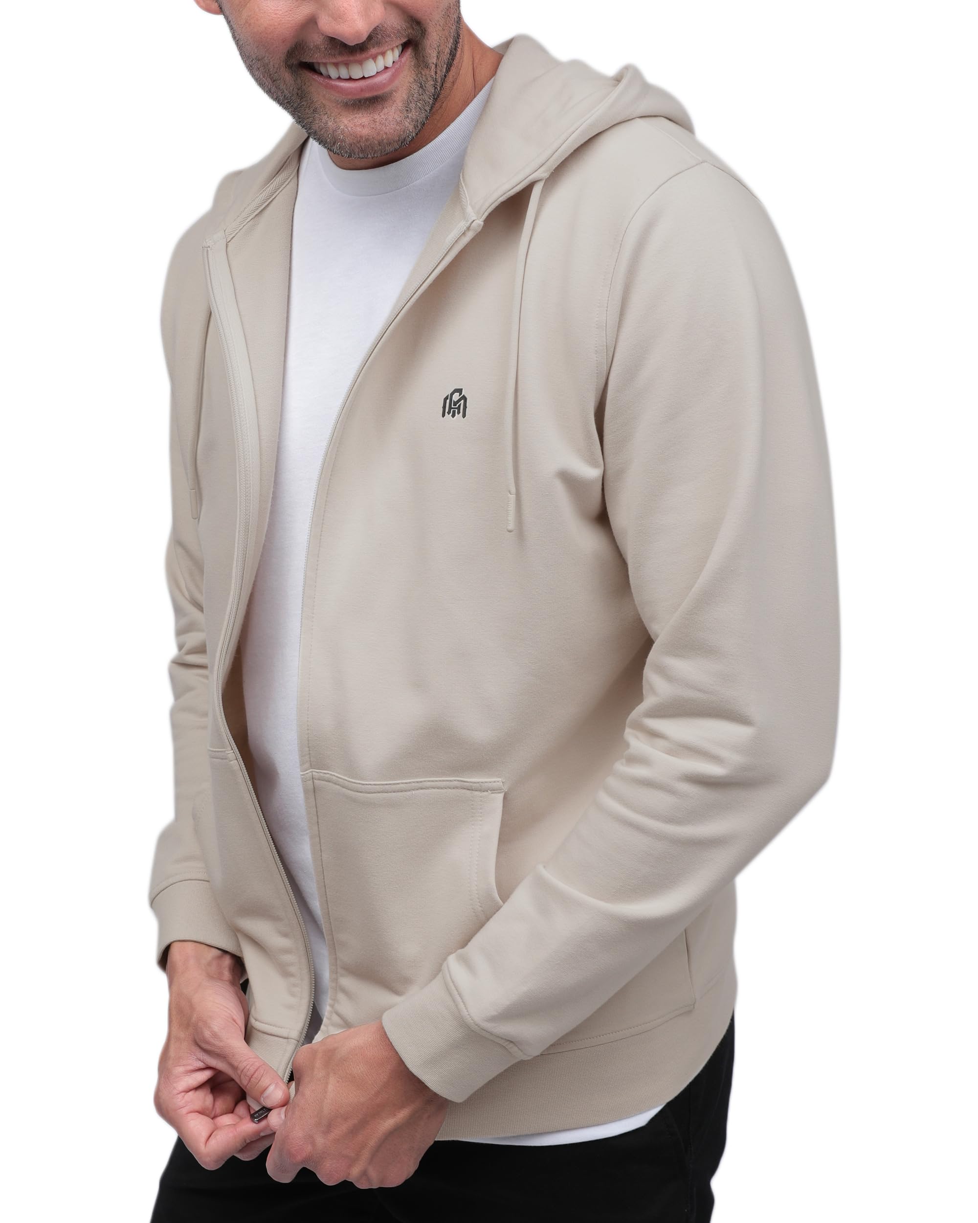 INTO THE AMPremium Zip Up Hoodies for Men S - 4XL Casual Lightweight Fitted Full Zip Sweatshirt