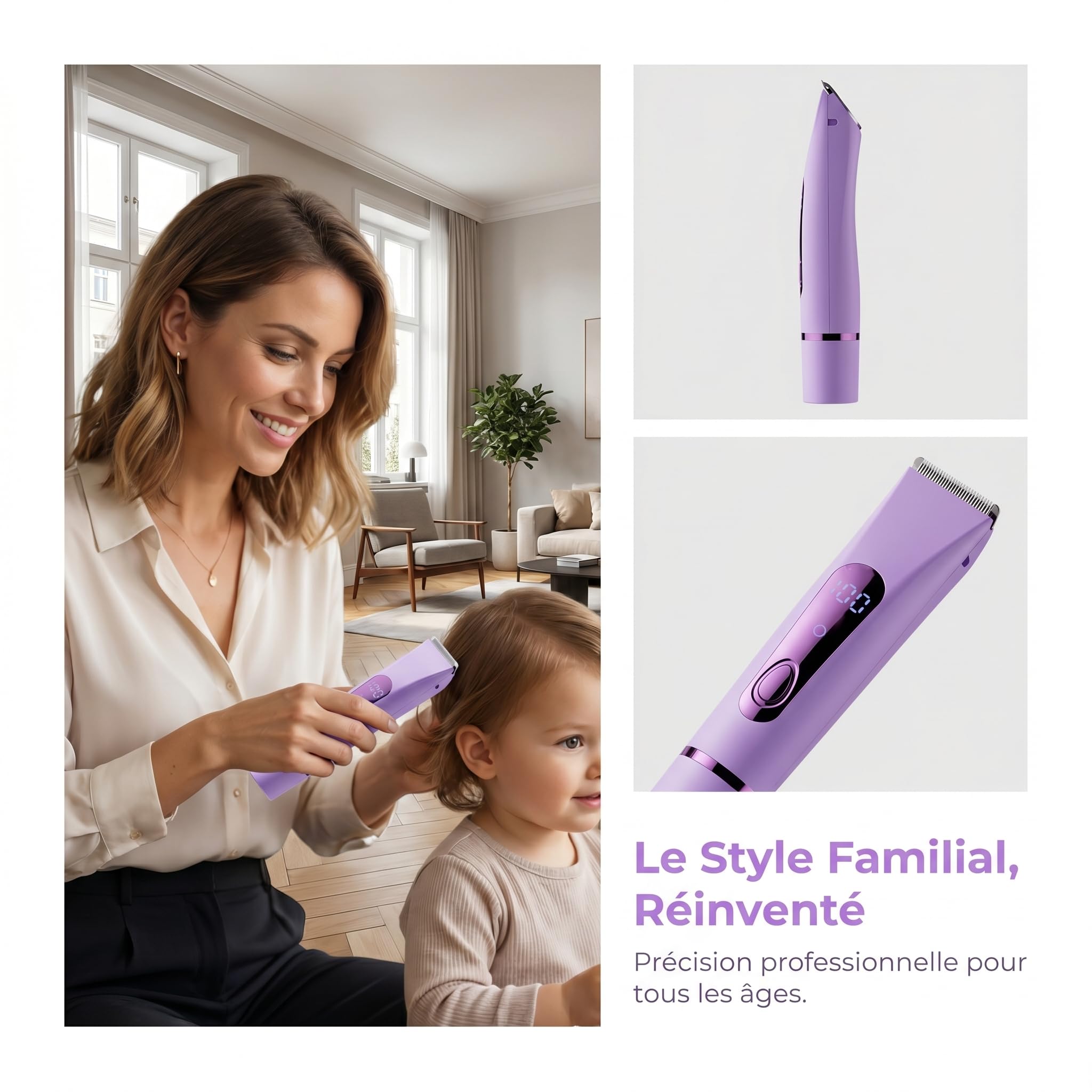 Tondeuse Électrique Femme, 4-en-1 Épilateur et Tondeuse Corps – Rasoir Rechargeable sans Fil, Utilisation Sèche et Humide, Épilation Douce pour Maillot, Aisselles, Jambes, Bras