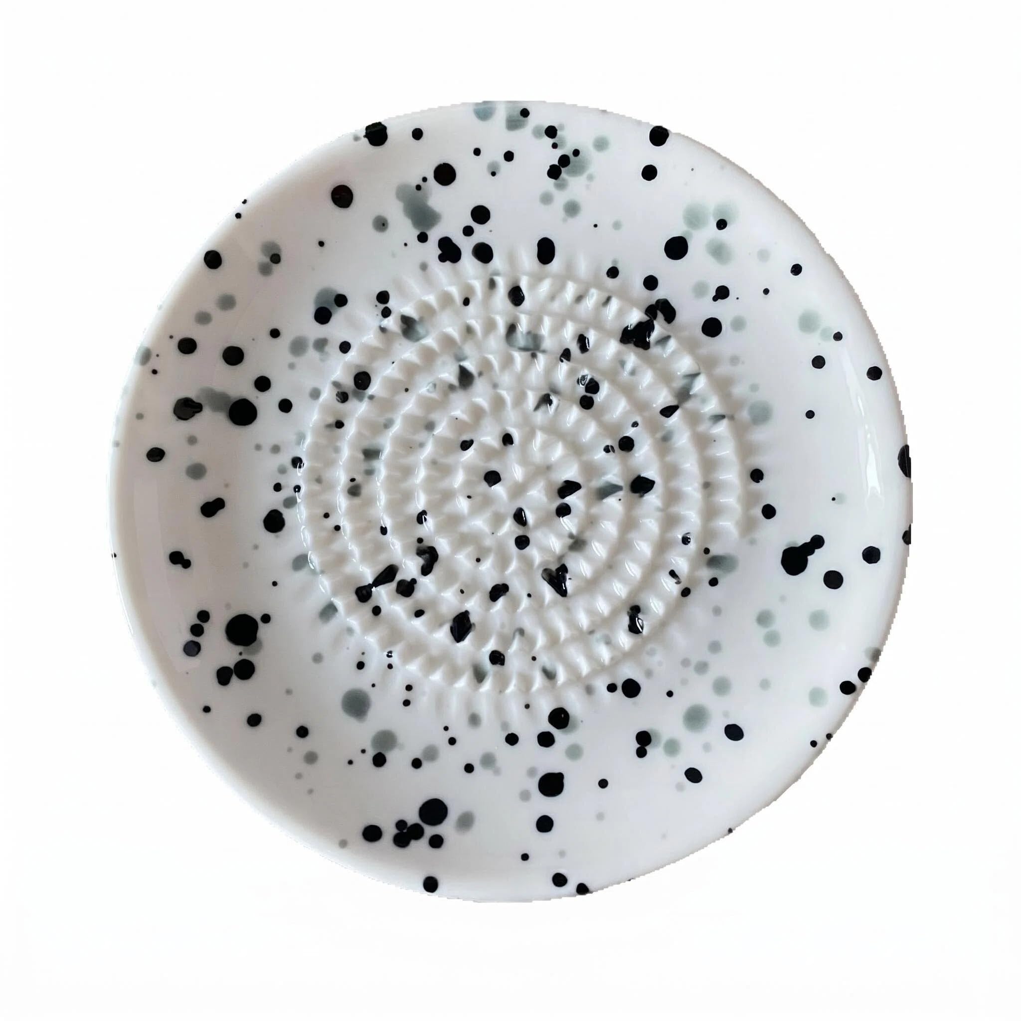 BRTNUP Ceramic Garlic Grater Plate Splatter White Ceramic Grating Plate