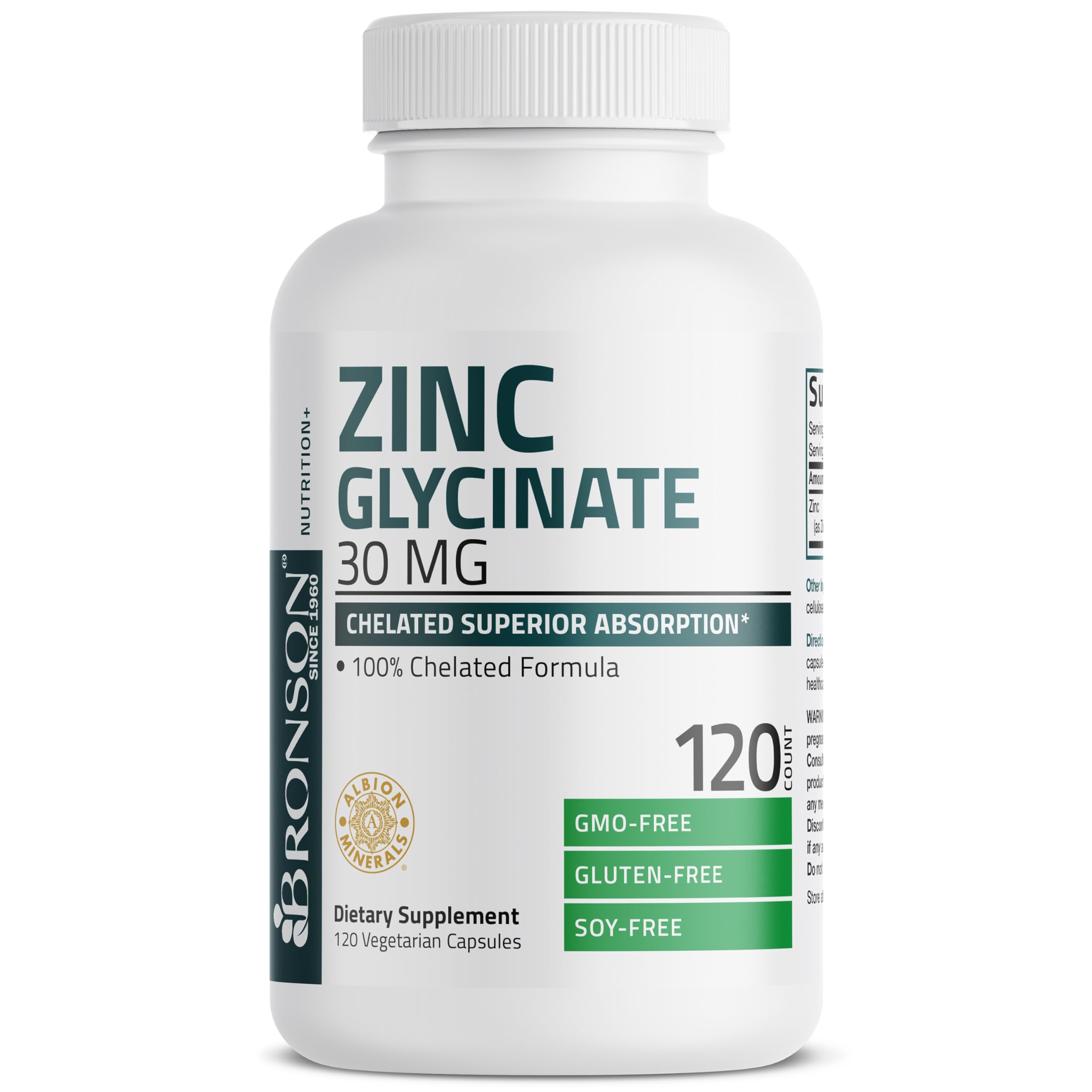 Bronson Zinc Glycinate 30 mg (Zinc Bisglycinate Chelate), 120 Capsules — Amazon image 5