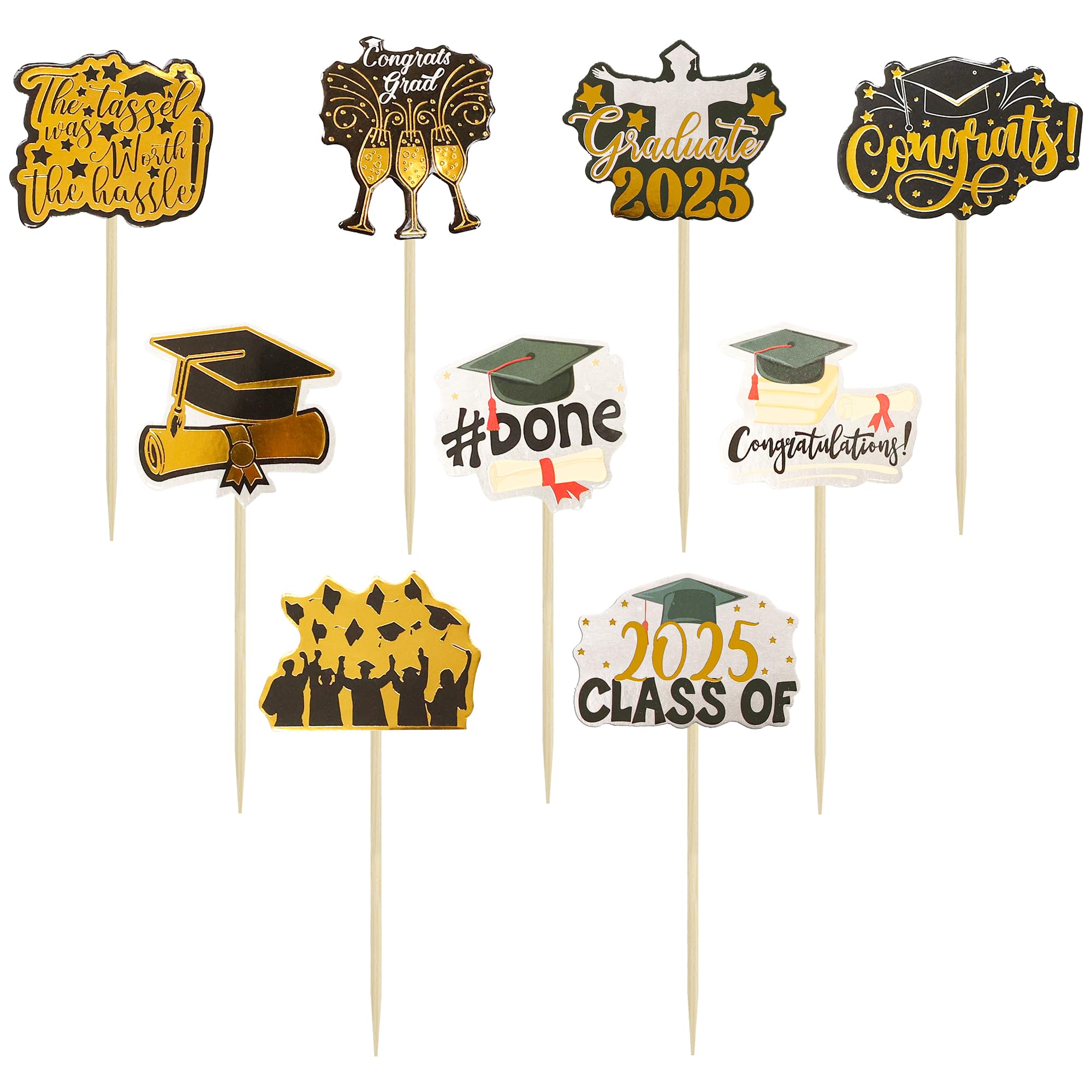 Gyufise 36Pcs 2026 Graduation Cupcake Toppers Glitter Class of 2026 Diploma Graduation Cap Cupcake Picks Class of 2026 Cake Decorations for 2026 Graduation Theme Party Supplies - Image 4