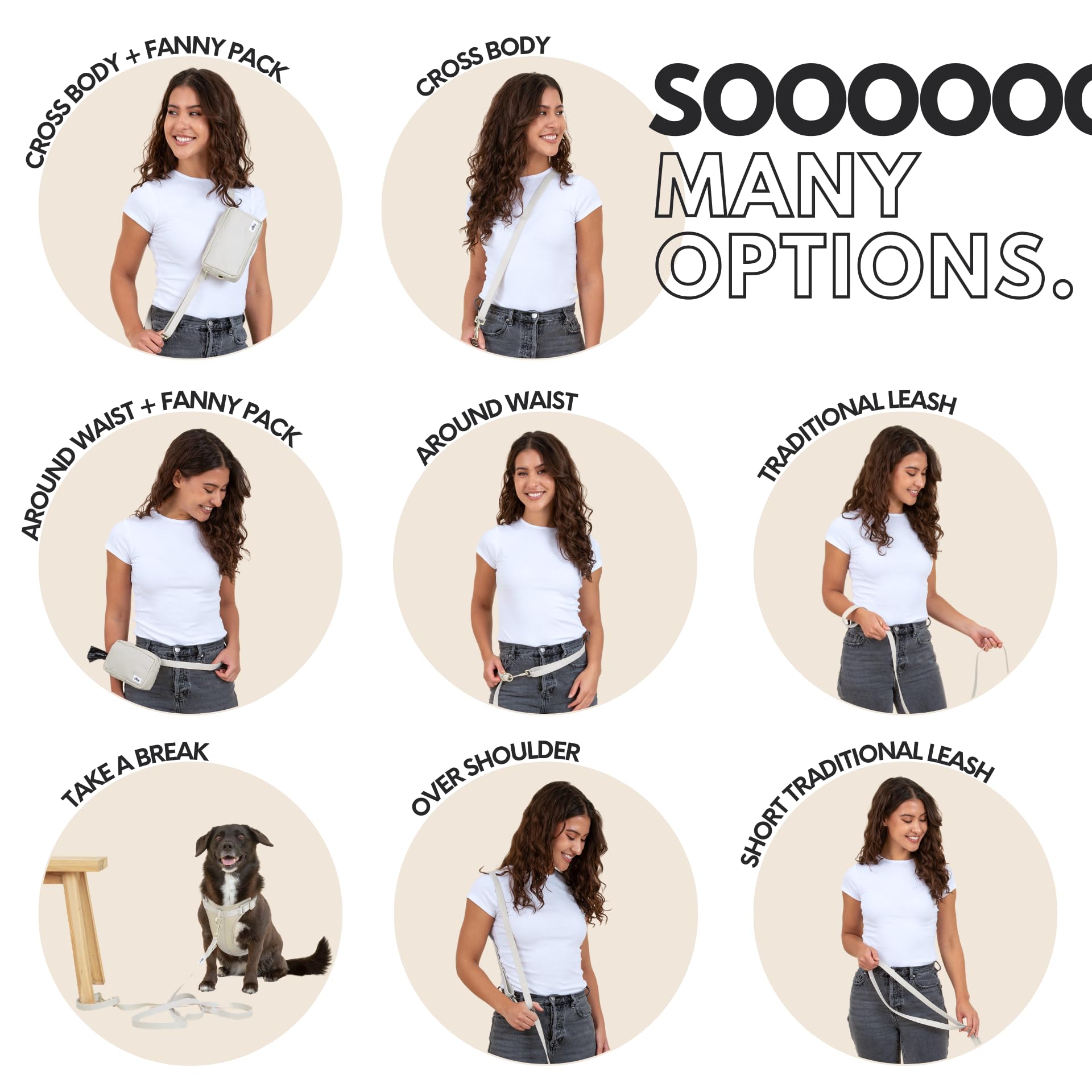 Elby, Laisse Mains Libres pour Chien avec Pochette à friandises, Laisse à bandoulière avec Sac Banane, Sac de Marche pour Dressage d'animaux de Compagnie, Accessoires et Essentiels pour Chiens de