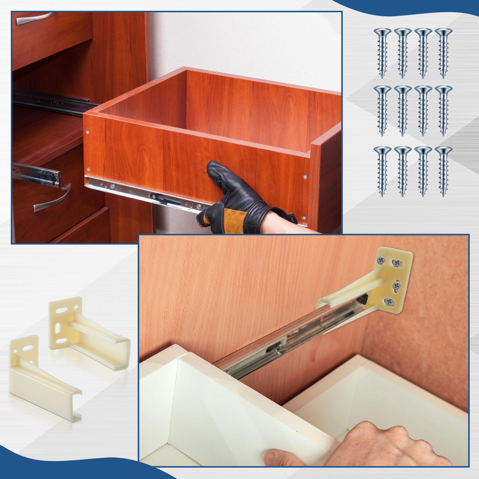 Chunful Drawer Slides - Rear Track Mounting Plates -4