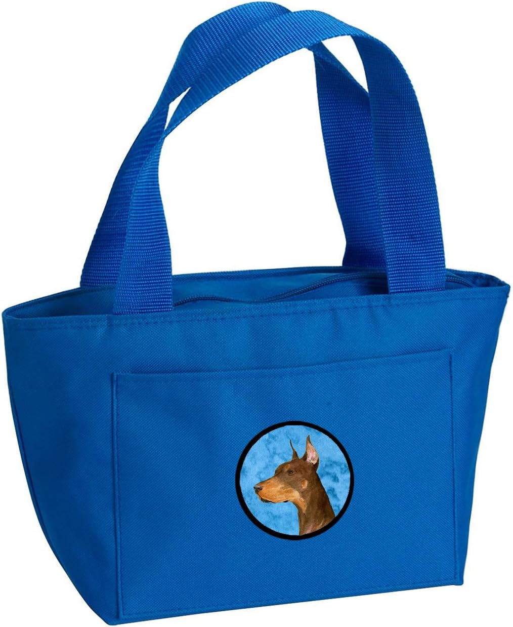 Caroline's Treasures SS4744-BU-8808 Blue Doberman Lunch Bag Insulated Lunch Box Tote Bag for Women Adult Men, Reusable, Large, Multicolor