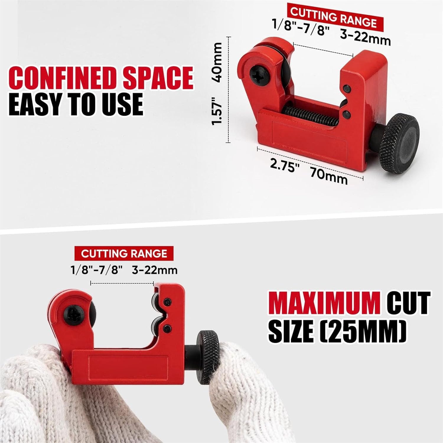 Heavy Duty Tube Cutter Set with Deburring Tool for Steel Copper PVC Pipe 6-50mm 3-22mm Alloy Steel Construction/9